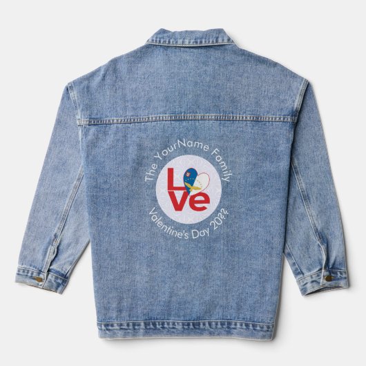Personalisierte rote LIEBE der Azoren Jeansjacke (Rückseite)
