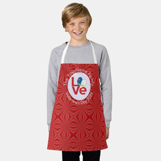 Personalisierte rote LIEBE der Azoren Schürze (Getragen)