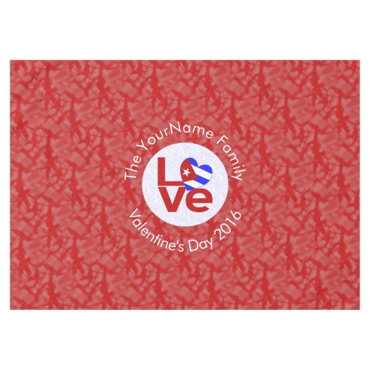 Personalisierte Rote LIEBE Tischdecke (Vorderseite (Horizontal))