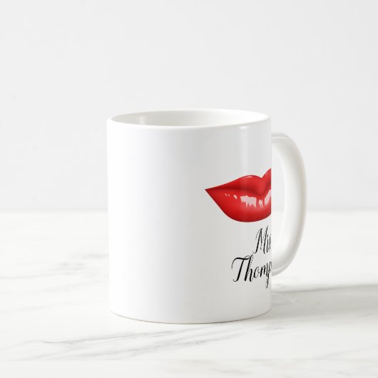 Personalisierte Rote Lippen Elegante Kaffee Tasse (VorderseiteRechts)