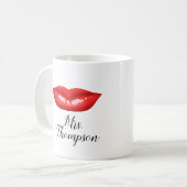 Personalisierte Rote Lippen Elegante Kaffee Tasse (Vorderseite Links)