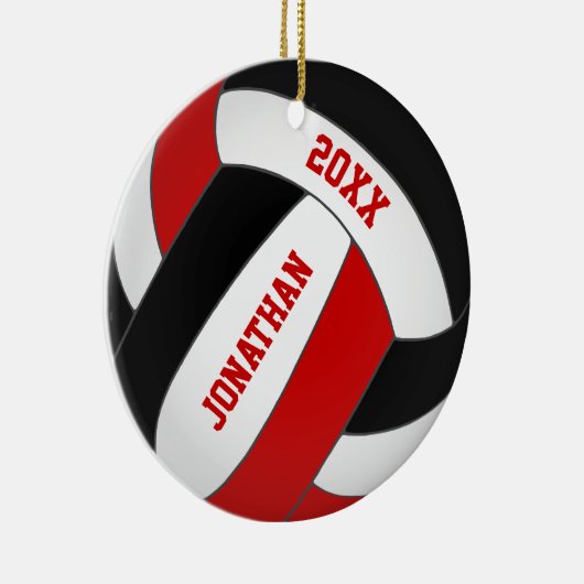 personalisierte rote Mannschaft spielt Volleyball Keramik Ornament (Rechts)