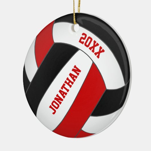 personalisierte rote Mannschaft spielt Volleyball Keramik Ornament (Links)