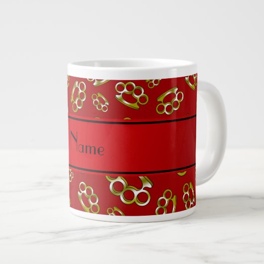 Personalisierte rote Messingknuckeln Jumbo-Tasse (Vorderseite Rechts)