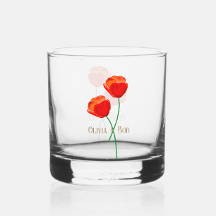 Personalisierte rote Mohnblumenliebhaber Whiskyglas