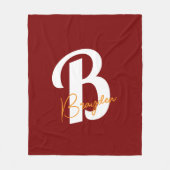 Personalisierte rote Monogramm-Fleece-Decke Fleecedecke (Vorderseite)