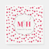 Personalisierte rote Monogramm Niedliche Herzen Serviette (Vorderseite)