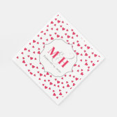 Personalisierte rote Monogramm Niedliche Herzen Serviette (Ecke)
