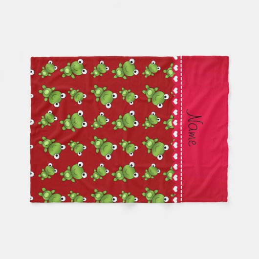 Personalisierte rote Namensfrösche Fleecedecke (Vorderseite (Horizontal))