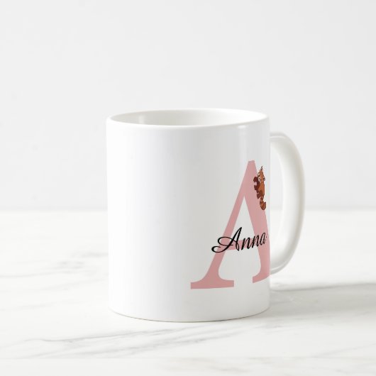 Personalisierte Rote Panda Monogram-Tasse Kaffeetasse (VorderseiteRechts)
