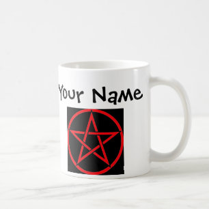 Personalisierte rote Pentagram-/Pentagramm Wiccan Kaffeetasse