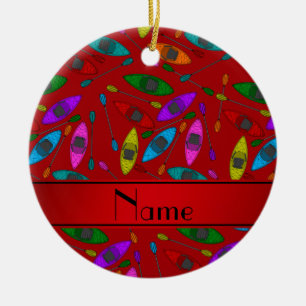 Personalisierte rote Regenbogennamenskajaks Keramikornament