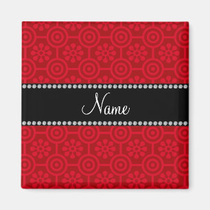 Personalisierte rote retro NamensBlumen Magnet