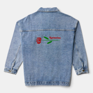 Personalisierte rote Rose Art Deco Jeansjacke