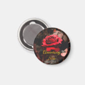 Personalisierte Rote Rose Bloom Unique Keepake Ges Magnet (Vorderseite/Rückseite)