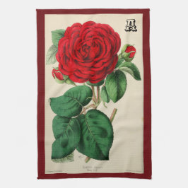 Personalisierte Rote Rose Blume Bloom Vintag Art Geschirrtuch