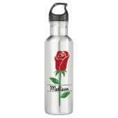 Personalisierte Rote Rose Edelstahlflasche (Vorderseite)