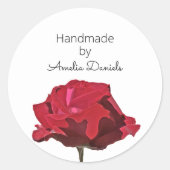Personalisierte Rote Rose handgefertigt von Craft  Runder Aufkleber (Vorderseite)