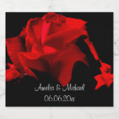 Personalisierte Rote Rose Hochzeitsfeiern Schaumweinetikett (Einzelnes Label)