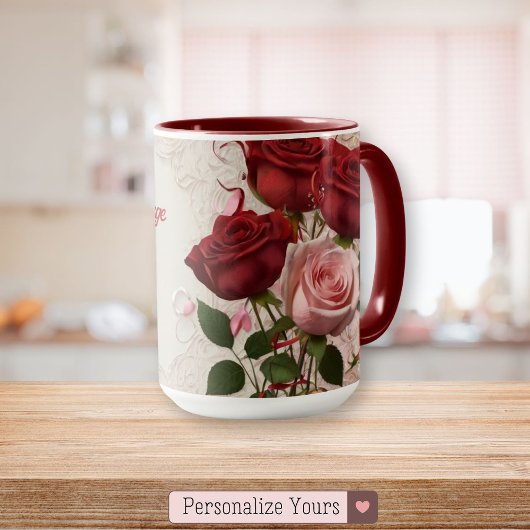 Personalisierte Rote Rose Tasse