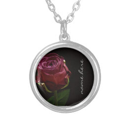 Personalisierte Rote Rose Versilberte Kette