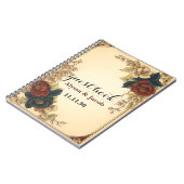 Personalisierte Rote Rosen Goldrahmen Hochzeit Notizblock (Linke Seite)