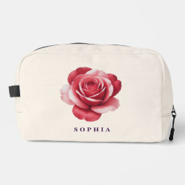 Personalisierte rote Rosen-Make-up-Tasche Elegant Waschbeutel