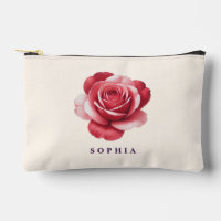 Personalisierte rote Rosen-Make-up-Tasche Elegant