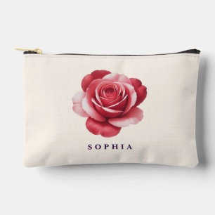 Personalisierte rote Rosen-Make-up-Tasche Elegant Zubehörtasche