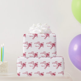 Personalisierte Rote Rosen "mit L ❤️ VE" Geschenkpapier