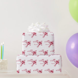 Personalisierte Rote Rosen "mit L ❤️ VE" Geschenkpapier