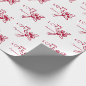 Personalisierte Rote Rosen "mit L ❤️ VE" Geschenkpapier (Ecke)