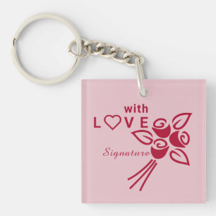 Personalisierte Rote Rosen "mit L ❤️ VE", Name Schlüsselanhänger