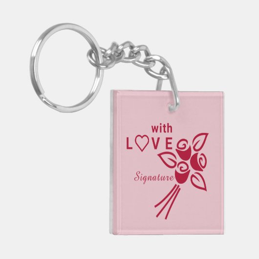 Personalisierte Rote Rosen "mit L ❤️ VE" Schlüsselanhänger (Vorderseite links)