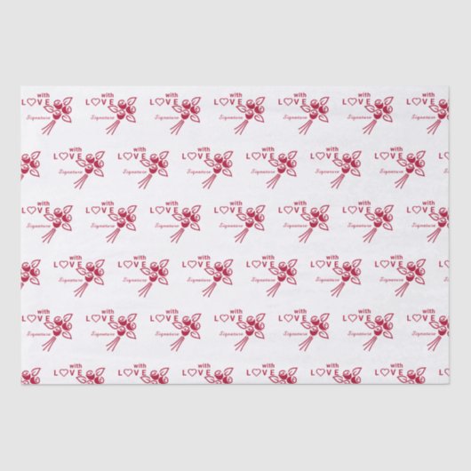 Personalisierte Rote Rosen "mit L ❤️ VE" Seidenpapier (Vorderseite)