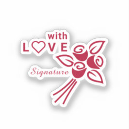 Personalisierte Rote Rosen "mit L ❤️ VE" Vinyl Aufkleber