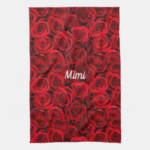 Personalisierte rote Rosen - Multimedia-Druck Geschirrtuch