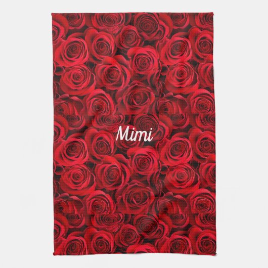 Personalisierte rote Rosen - Multimedia-Druck Geschirrtuch (Vertikal)