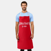 Personalisierte Rote Schürze (Getragen)