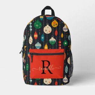 Personalisierte rote schwarze Weihnachtsbaumkugeln Bedruckter Rucksack