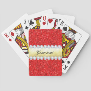 Personalisierte rote Sequins, Goldfolie, Diamanten Spielkarten