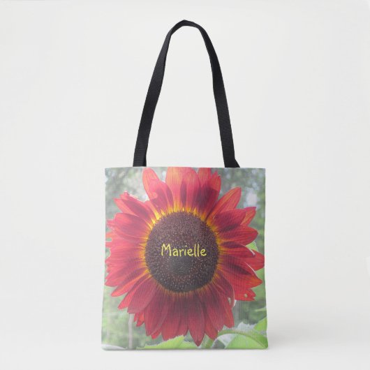 Personalisierte Rote Sonnenblume Tasche (Vorderseite)