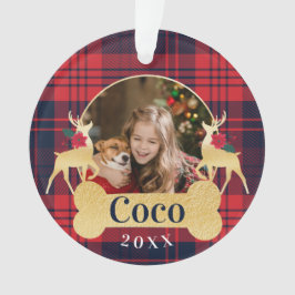 Personalisierte rote Stechpalmen-kariertes Ornament