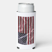 Personalisierte Rote Streifen Starry Blue US Flag Selters Dosenkühler (Seltzer Vorderseite)