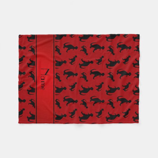 Personalisierte rote trex Namensdinosaurier Fleecedecke (Vorderseite (Horizontal))