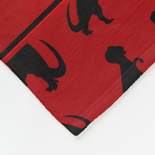 Personalisierte rote trex Namensdinosaurier Fleecedecke (Ecke)