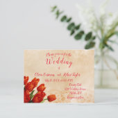 Personalisierte rote Tulpen im Hintergrund Postkarte (Stehend Vorderseite)