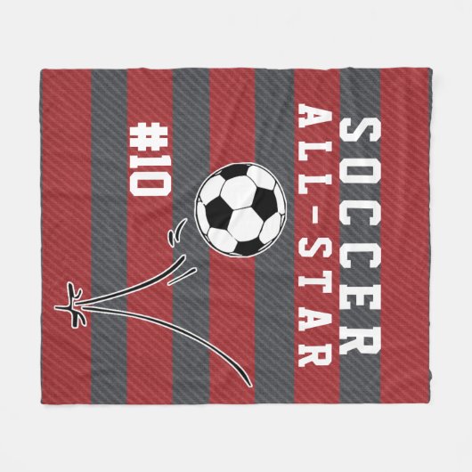 Personalisierte rote u. graue Fußball-Decke Fleecedecke (Vorderseite (Horizontal))