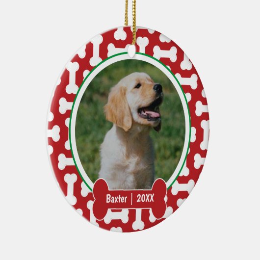 Personalisierte rote und grüne Knochenabdrücke Keramik Ornament (Rechts)