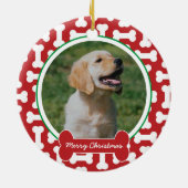 Personalisierte rote und grüne Knochenabdrücke Keramik Ornament (Hinten)